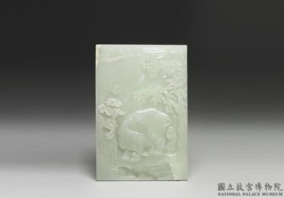 图片[2]-Jade table screen with elephant-and-plum-tree motif (one of a pair), Qing dynasty (1644-1911)-China Archive